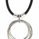 Sterling Silver Rings Black Leather Necklace
