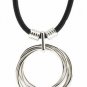 Sterling Silver Rings Black Leather Necklace