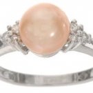 10-kt. White Gold Pink Pearl and Diamond Ring