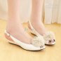 2011 new Spring/PU/after the hasp/fish elastic flowers/sandals/shoes/pink white black powder