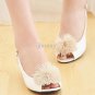 2011 new Spring/PU/after the hasp/fish elastic flowers/sandals/shoes/pink white black powder