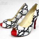 new arrival women's Black and White Snake Skin Shoes sandles