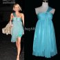 Sexy Short A-line Sheath One-shoulder Chiffon Cocktail Ball Bridesmaid Evening dresses Knee Length