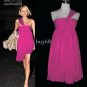Sexy Short A-line Sheath One-shoulder Chiffon Cocktail Ball Bridesmaid Evening dresses Knee Length