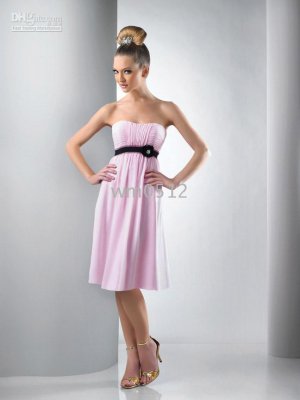 Knee Length Sheath Sleeveless StraplessSash with Beaded Chiffon Evening Dress