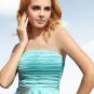 Polybag,Off-Shoulder Strapless Chiffon Sequin Ruched Elegant Short Evening prom Dress(Blue)