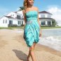 Polybag,Off-Shoulder Strapless Chiffon Sequin Ruched Elegant Short Evening prom Dress(Blue)