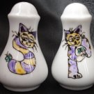 Hand painted salt and pepper set