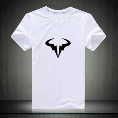 Buy Spain Tennis Player Rafael Nadal Bull Logo Print T shirt White Color Symbol Printed Mens T Shir