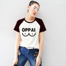 Buy 2015 Summer Style One Punch Man Oppai Black White Raglan Sleeve Print T shirt Female Clothes Vo