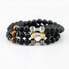 Buy Metal Barbell  Black MatteBeads Fashion Fitness Dumbbell Bracelets for Men Natural Stone Elasti