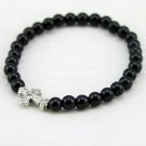 Buy Tibetan silver cross bracelets Catholic Jesus Bracelet with 6mm  Black onyx stone beads Easter