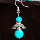 Buy Fashion Bohemian Vintage Ethnic Tibetan silver Wing Natural Turquoise Beads Dangle Earrings For
