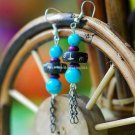 Buy Fashion Vintage Ethnic Natural Turquoise Beads Tibetan Silver Hand made Tassel Bone Earring for