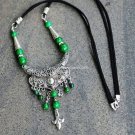 Buy Fashion Vintage Originality Green Coral beads Rhinestone Tibetan silver Necklace Women Ethnic J