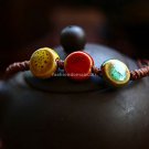 Buy Fashion Waxed thread Heart Ceramics Round Shambhala Weave Bracelets Women Gift Retro Handmade W