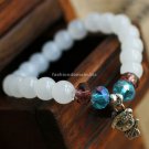Buy Hot Fashion White Chalcedony Hello Kitty Bracelets  bangle 8mm Beads Charm Bracelet Elastic for