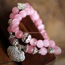 Buy New Hot High quality Fashion Pink Quartz 7mm Beads Tibetan silver  Bracelets for Women Gift Sta