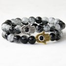 Buy Silver and Gold Plated Hand of Fatima Hamsa Hand Bracelet Black and White Popcorn Crystal Turki