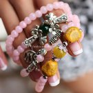 Buy Wholesale Pink Beads Crystal Stretch Bracelets Women Chalcedony Silver Turquoise Multilayer Gif