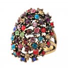 Retro Jewelry Color Crystal Ring Size 10 Rings For Women Gold Color Filled Stretch Fashion Rings Ca