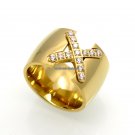 Gold Color Ring Bijoux 14mm Width Big Pave Setting CZ Cross X Ring For Women Trendy Crystal Jewel