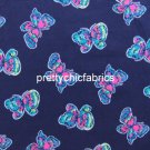 Bright Navy I've Got Butterflies Textured Cotton Blend Fabric