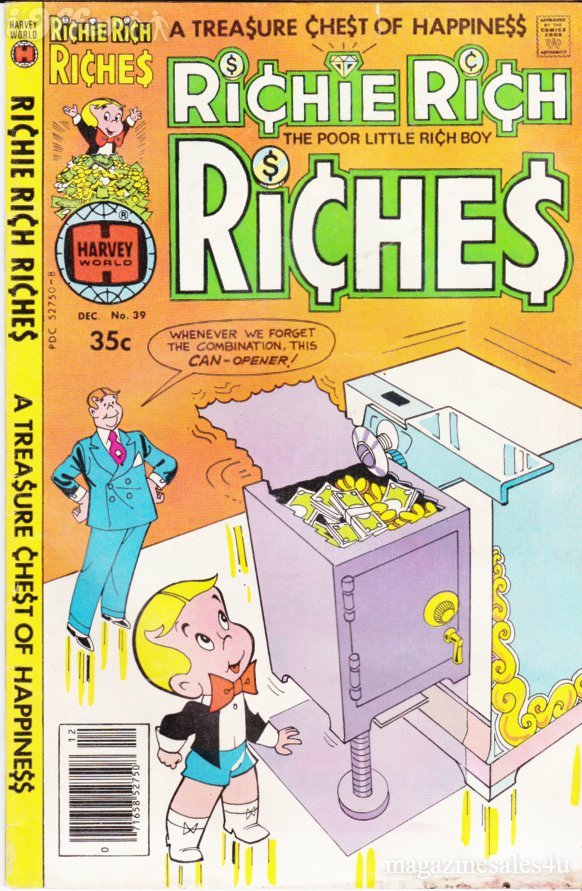 Richie Rich Riches Comic Book No 39 1978.