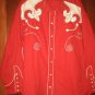 Vintage Red Embroidery Western Cowboy Rockabilly Rodeo Mens Shirt pearl snap buttons XL