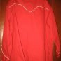 Vintage Red Embroidery Western Cowboy Rockabilly Rodeo Mens Shirt pearl snap buttons XL