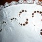 Whitework and cutwork on linen table mat with filet crochet lace edging antique hc1010