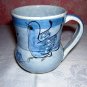 Mexican blue mug signed CJC dove, butterfly flower unused hc1014