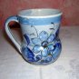 Mexican blue mug signed CJC dove, butterfly flower unused hc1014