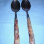 Stainless soupspoons marbelized faux Bakelite handles vintage flatware hc1058