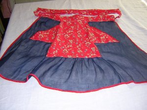 Vintage organdy and  cotton hostess apron 1930s-40s vintage hc1064