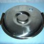 Lundhofte Denmark stainless steel round tray walnut handles Danish Modern hc1071