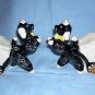 Pair of black poodles pulling basket carts made in Japan vintage planters or holders hc1080