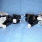 Pair of black poodles pulling basket carts made in Japan vintage planters or holders hc1080