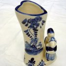 Delft blue Dutch girl boy heart shaped bud vase EH numbered hc1082
