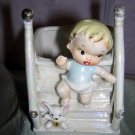 Relpo luster ware nursery planter Kewpie baby on steps 5397 vintage hc1130