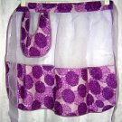 Nylon cotton nylon sheer hostess apron lavender purple vintage hc1148