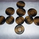 10 Vintage plastic coat & cuff buttons wood grain hc1152