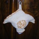 Vintage Hand-crocheted flower basket thing 1940s-50s hc1155