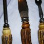 3 Piece carving set Stag horn Cross Daggers antique cutlery hc1164