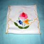 Appliqued linen toast cover or bread basket liner handworked mint vintage linens hc1187