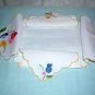 Appliqued linen toast cover or bread basket liner handworked mint vintage linens hc1187