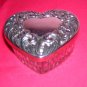 Heart shaped molded glass trinket box with silverplated lid hc1191