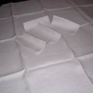 Gray linen tablecloth 4 matching napkins threadwork hem absolutely plain vintage linens hc1213
