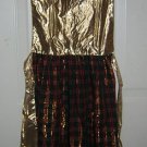 Glamorous holiday Christmas apron gold lamé plaid vintage linens hc1221