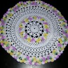 Tiny vintage crocheted doily with 3-D flowers sweet hc1225
